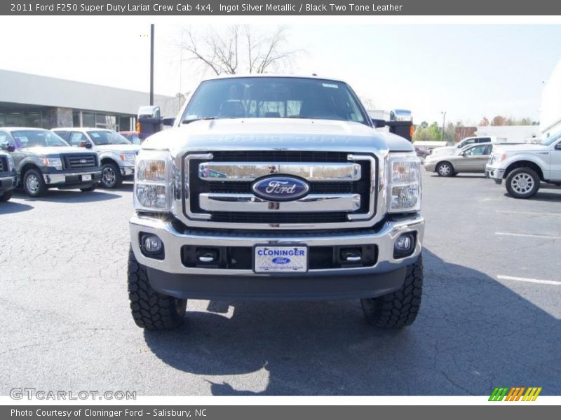 Ingot Silver Metallic / Black Two Tone Leather 2011 Ford F250 Super Duty Lariat Crew Cab 4x4