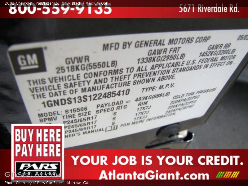 Onyx Black / Medium Oak 2002 Chevrolet TrailBlazer LS