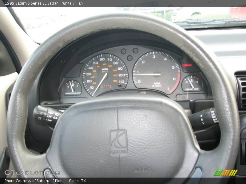 White / Tan 1999 Saturn S Series SL Sedan