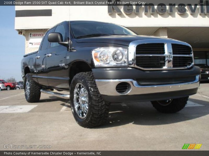 Brilliant Black Crystal Pearl / Medium Slate Gray 2008 Dodge Ram 1500 SXT Quad Cab 4x4