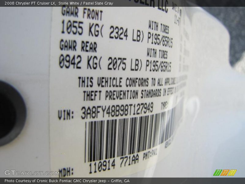 Stone White / Pastel Slate Gray 2008 Chrysler PT Cruiser LX