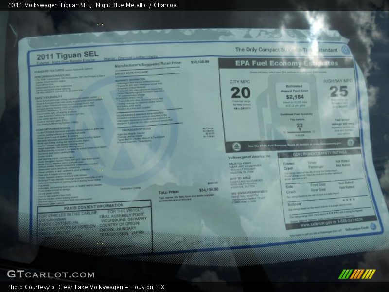 Night Blue Metallic / Charcoal 2011 Volkswagen Tiguan SEL
