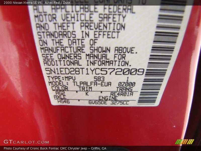 Aztec Red / Dusk 2000 Nissan Xterra SE V6
