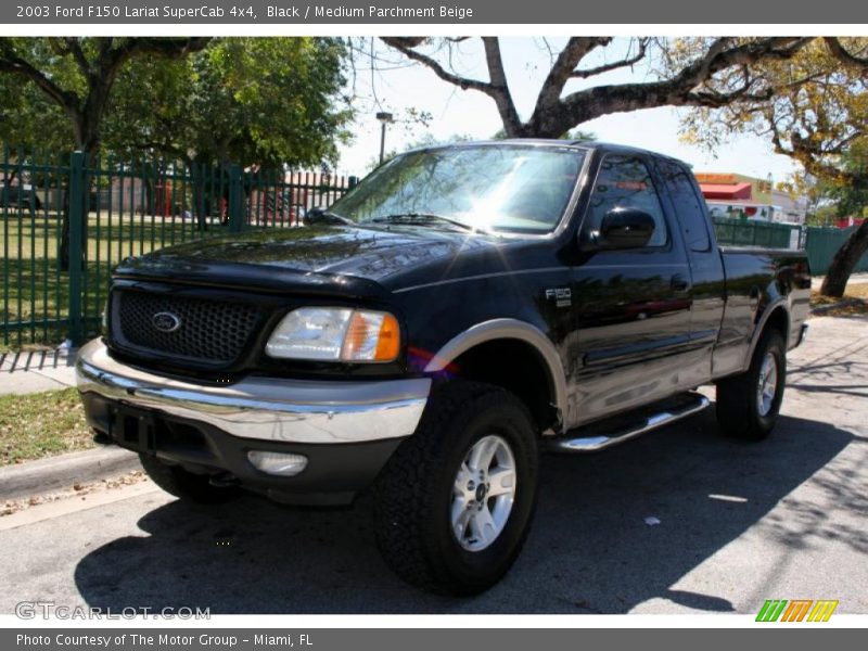 Black / Medium Parchment Beige 2003 Ford F150 Lariat SuperCab 4x4