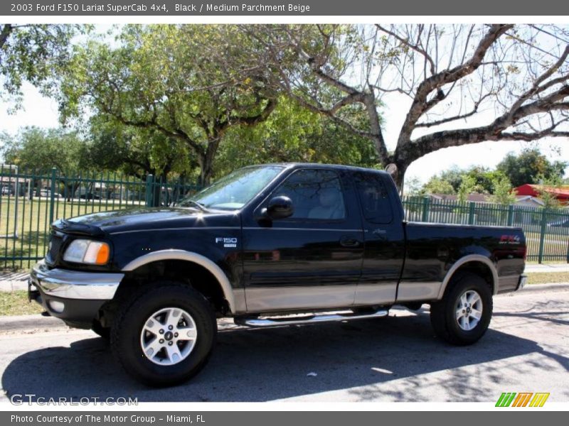Black / Medium Parchment Beige 2003 Ford F150 Lariat SuperCab 4x4
