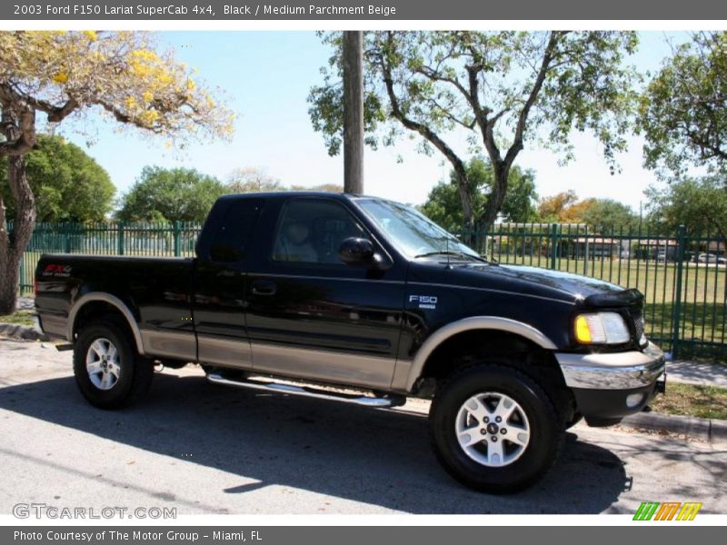 Black / Medium Parchment Beige 2003 Ford F150 Lariat SuperCab 4x4
