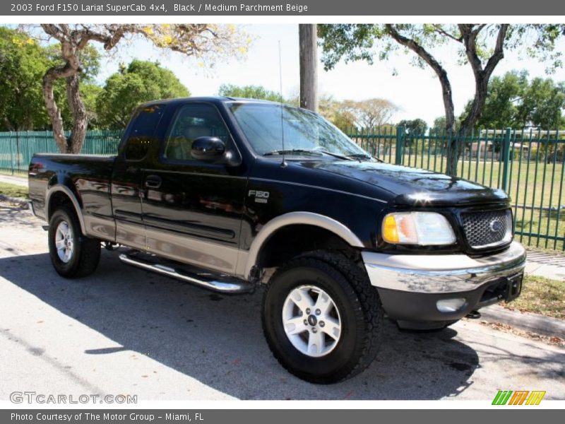 Black / Medium Parchment Beige 2003 Ford F150 Lariat SuperCab 4x4