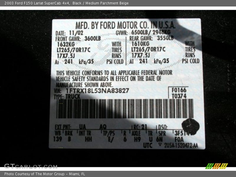 Black / Medium Parchment Beige 2003 Ford F150 Lariat SuperCab 4x4