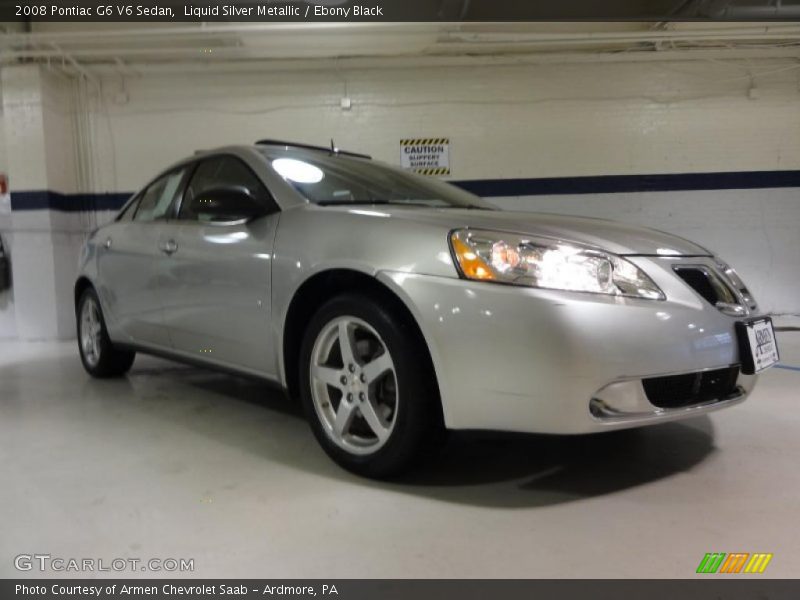 Liquid Silver Metallic / Ebony Black 2008 Pontiac G6 V6 Sedan