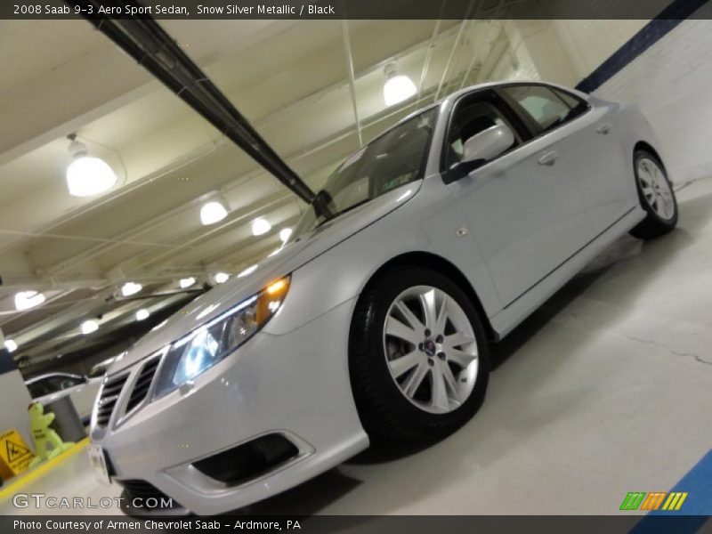 Snow Silver Metallic / Black 2008 Saab 9-3 Aero Sport Sedan
