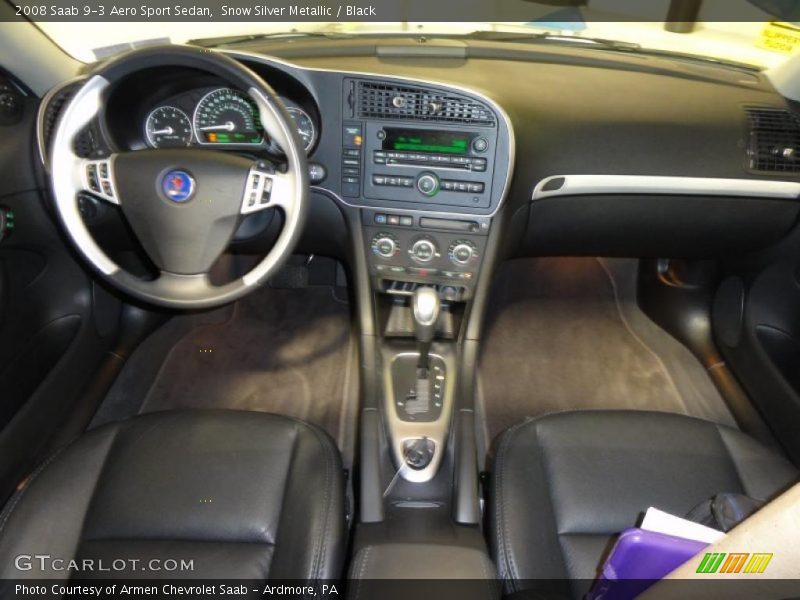 Snow Silver Metallic / Black 2008 Saab 9-3 Aero Sport Sedan