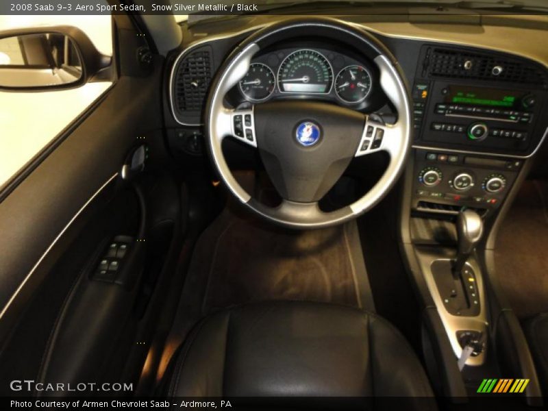 Snow Silver Metallic / Black 2008 Saab 9-3 Aero Sport Sedan