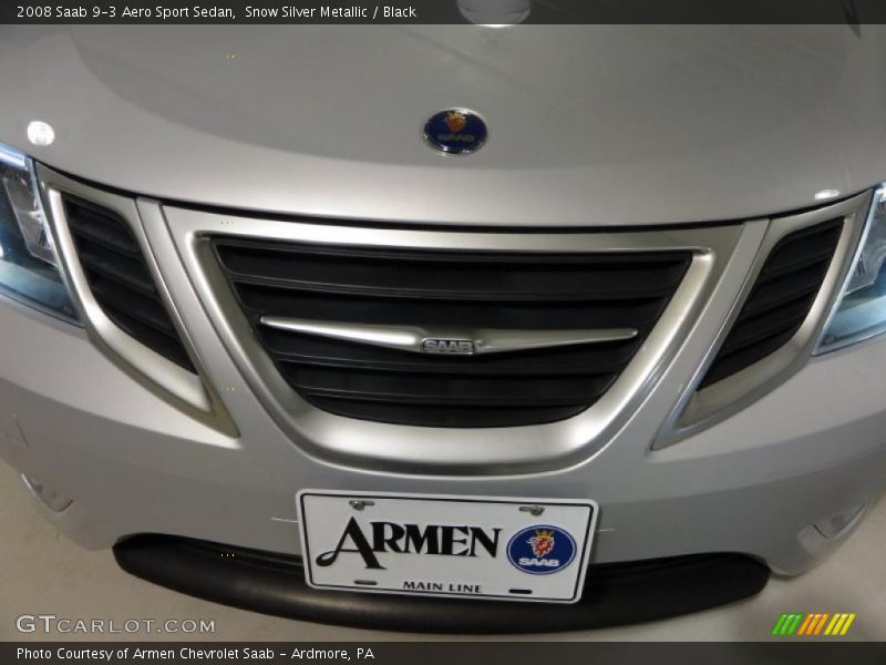 Snow Silver Metallic / Black 2008 Saab 9-3 Aero Sport Sedan