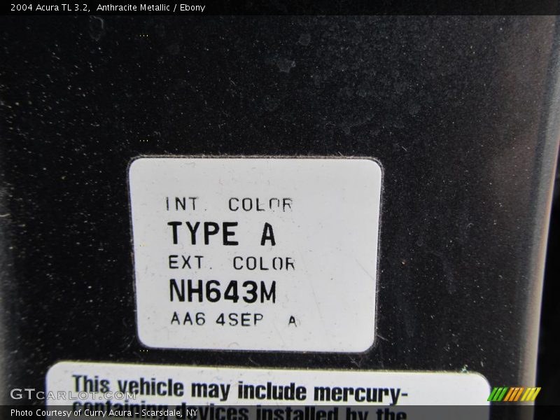 Anthracite Metallic / Ebony 2004 Acura TL 3.2