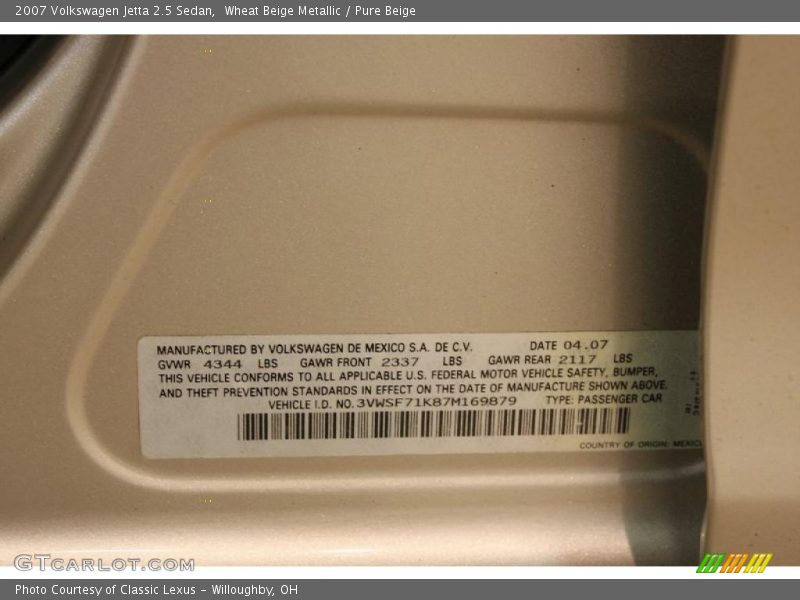 Wheat Beige Metallic / Pure Beige 2007 Volkswagen Jetta 2.5 Sedan