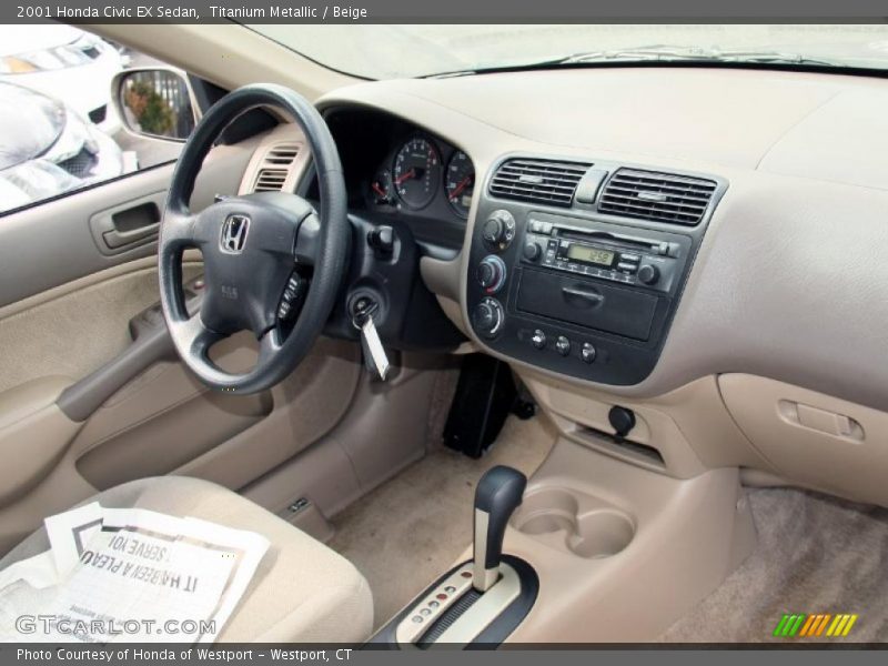 Titanium Metallic / Beige 2001 Honda Civic EX Sedan