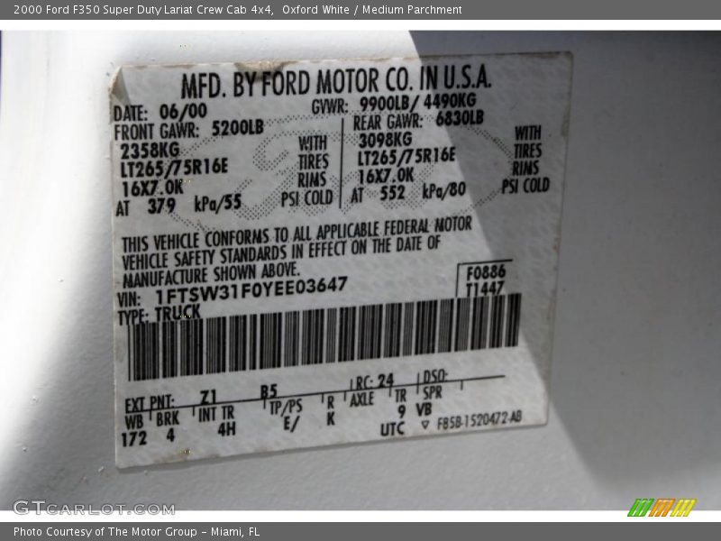 Oxford White / Medium Parchment 2000 Ford F350 Super Duty Lariat Crew Cab 4x4