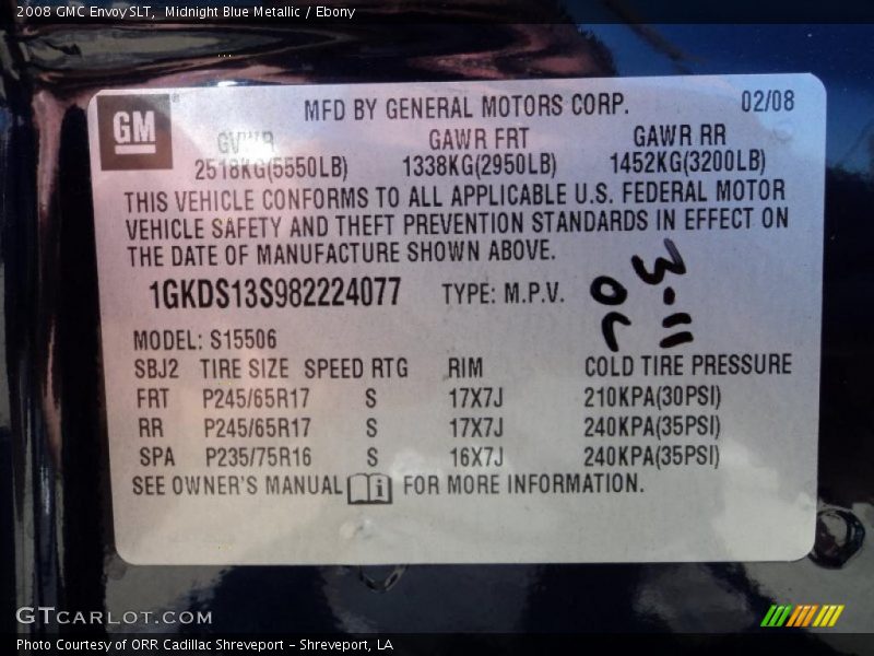 Midnight Blue Metallic / Ebony 2008 GMC Envoy SLT