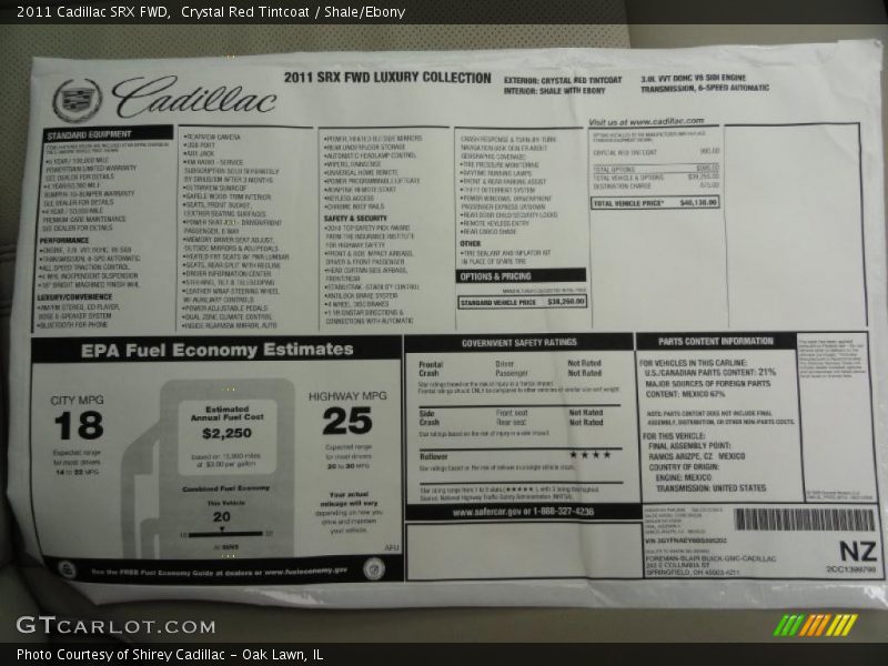 Crystal Red Tintcoat / Shale/Ebony 2011 Cadillac SRX FWD
