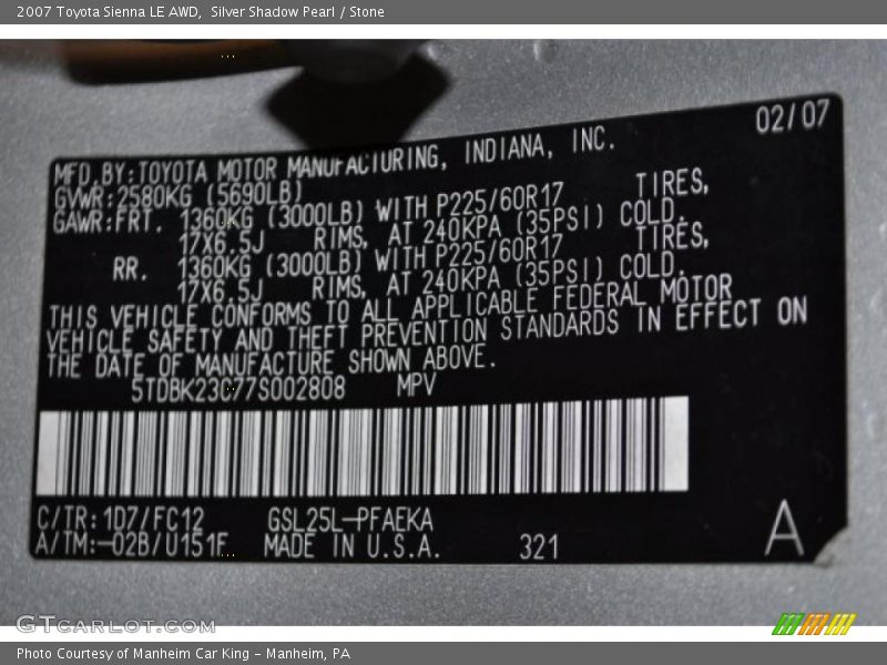 Silver Shadow Pearl / Stone 2007 Toyota Sienna LE AWD