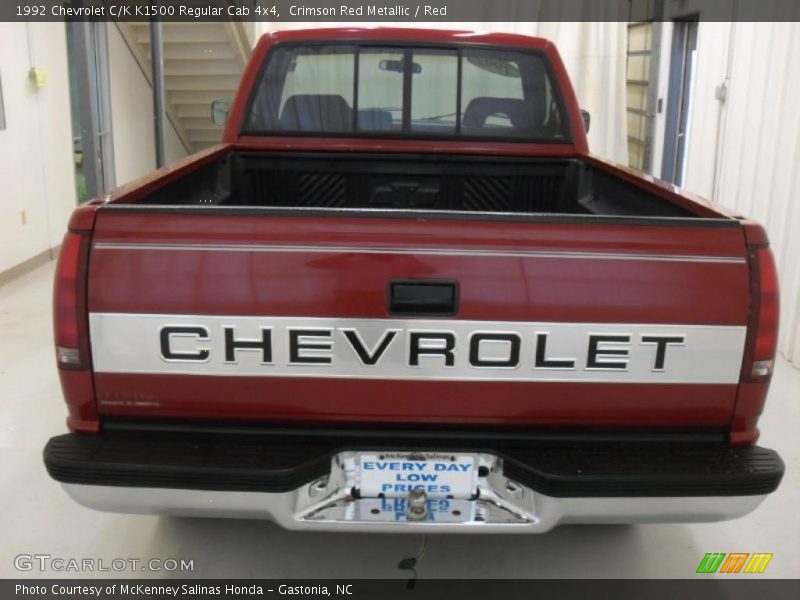 Crimson Red Metallic / Red 1992 Chevrolet C/K K1500 Regular Cab 4x4