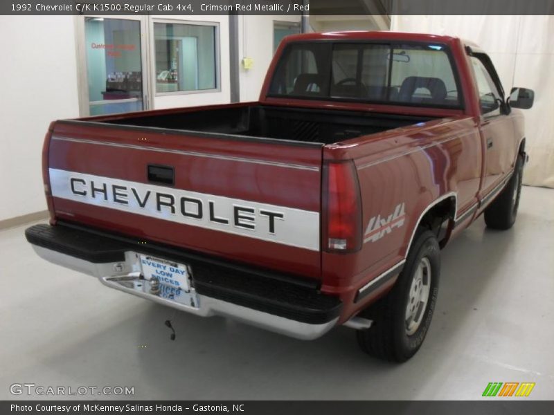 Crimson Red Metallic / Red 1992 Chevrolet C/K K1500 Regular Cab 4x4