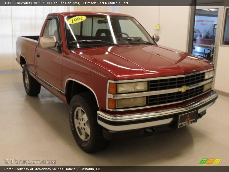 Crimson Red Metallic / Red 1992 Chevrolet C/K K1500 Regular Cab 4x4
