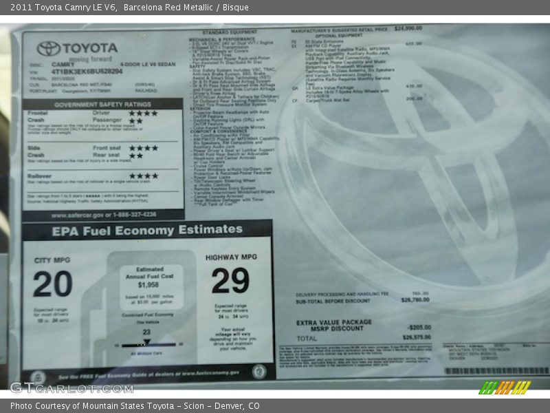 Barcelona Red Metallic / Bisque 2011 Toyota Camry LE V6