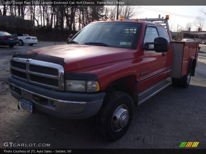 Flame Red / Beige 1997 Dodge Ram 3500 Laramie Extended Cab 4x4 Chassis