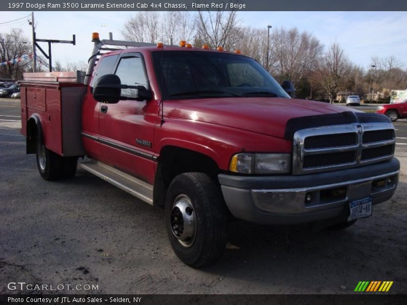 Flame Red / Beige 1997 Dodge Ram 3500 Laramie Extended Cab 4x4 Chassis
