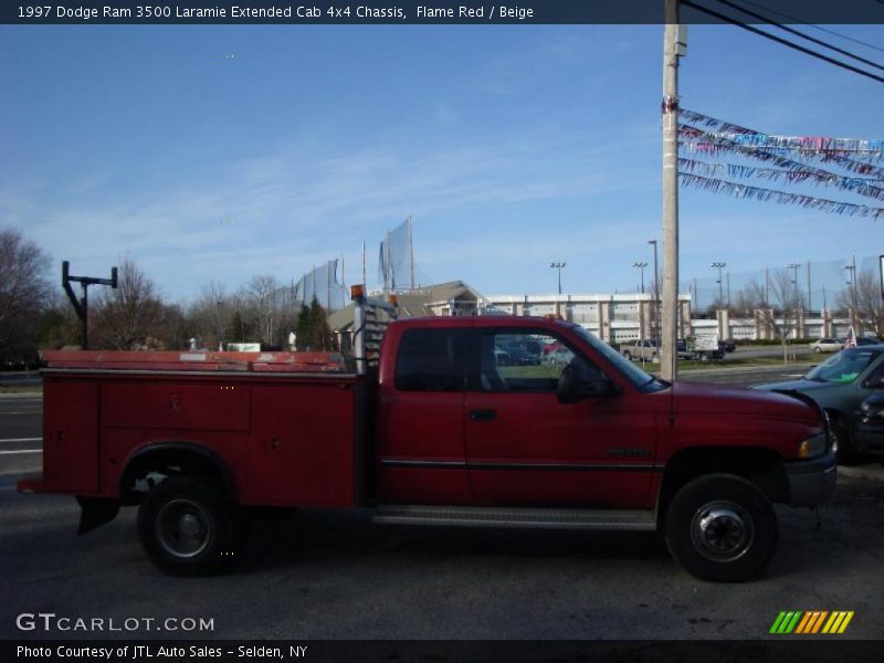 Flame Red / Beige 1997 Dodge Ram 3500 Laramie Extended Cab 4x4 Chassis