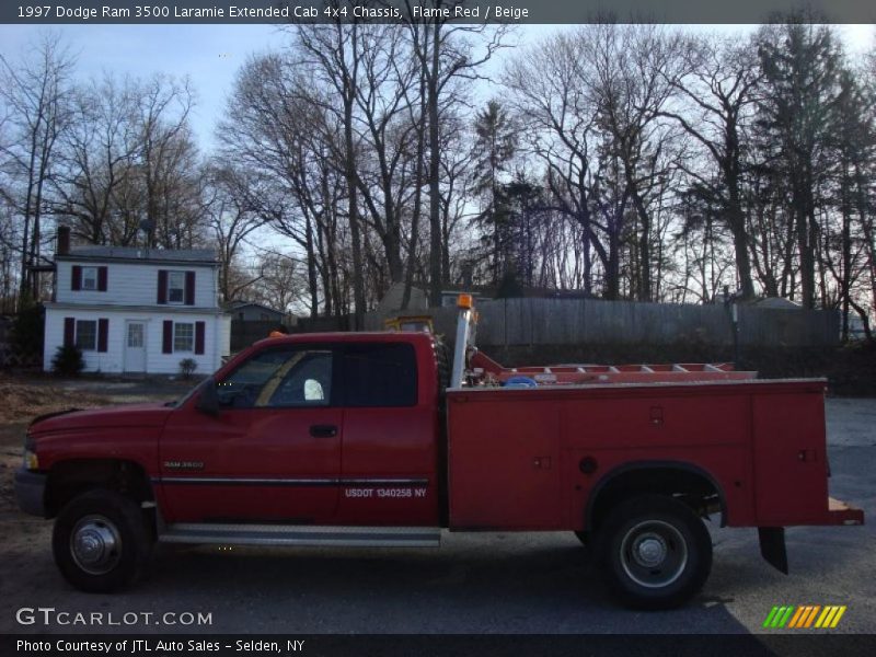 Flame Red / Beige 1997 Dodge Ram 3500 Laramie Extended Cab 4x4 Chassis