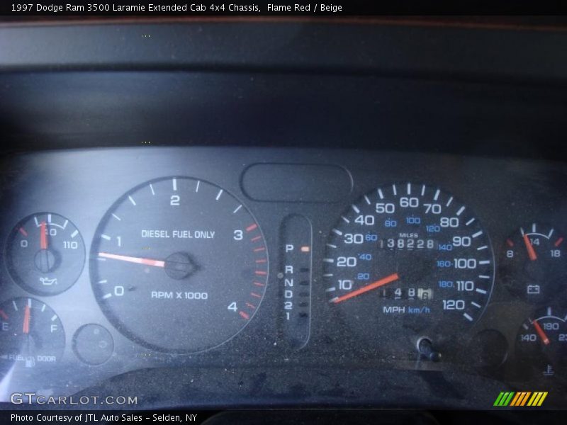 Flame Red / Beige 1997 Dodge Ram 3500 Laramie Extended Cab 4x4 Chassis
