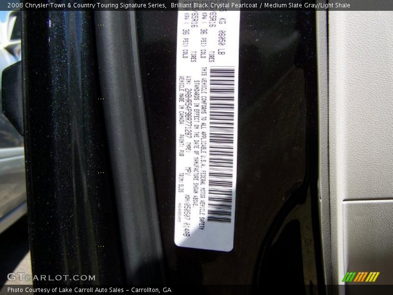 Brilliant Black Crystal Pearlcoat / Medium Slate Gray/Light Shale 2008 Chrysler Town & Country Touring Signature Series