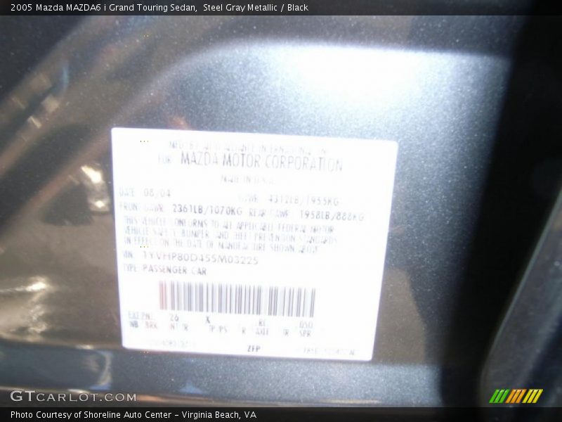 Steel Gray Metallic / Black 2005 Mazda MAZDA6 i Grand Touring Sedan