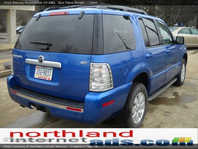 Blue Flame Metallic / Camel 2010 Mercury Mountaineer V6 AWD