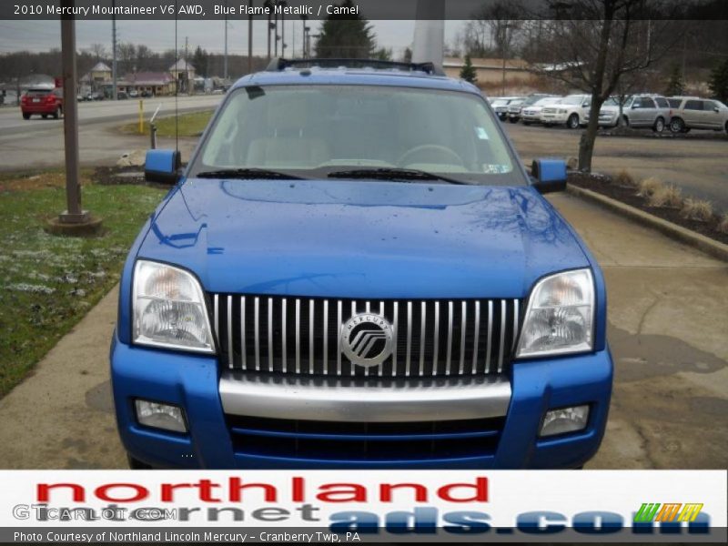 Blue Flame Metallic / Camel 2010 Mercury Mountaineer V6 AWD