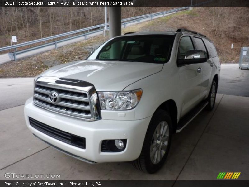 Blizzard White Pearl / Sand Beige 2011 Toyota Sequoia Platinum 4WD