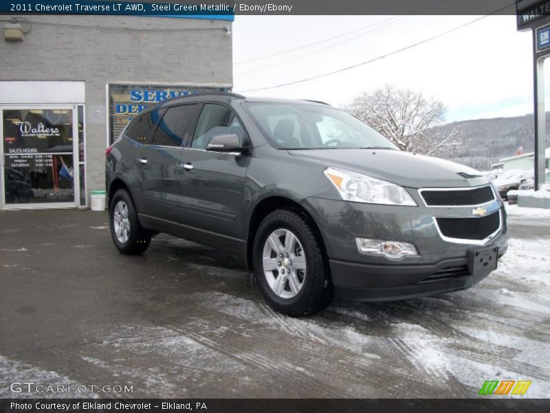 Steel Green Metallic / Ebony/Ebony 2011 Chevrolet Traverse LT AWD