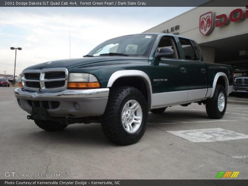 Forest Green Pearl / Dark Slate Gray 2001 Dodge Dakota SLT Quad Cab 4x4