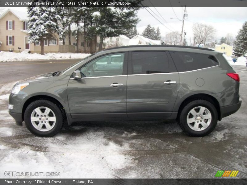 Steel Green Metallic / Ebony/Ebony 2011 Chevrolet Traverse LT AWD