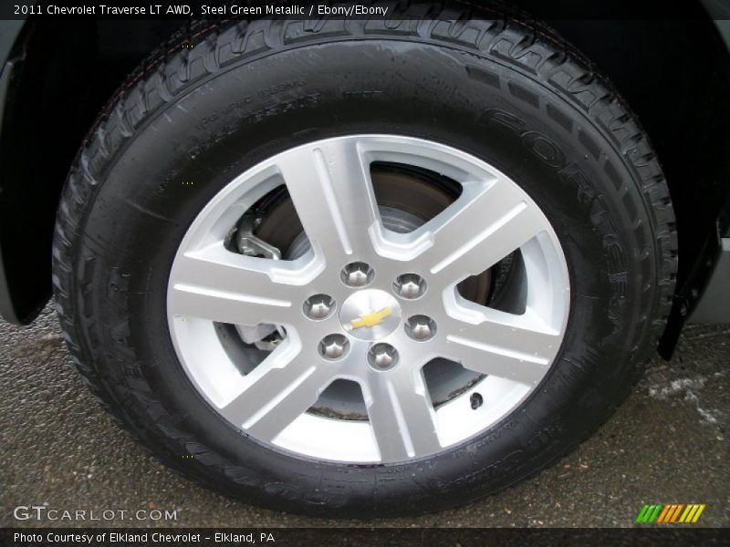 Steel Green Metallic / Ebony/Ebony 2011 Chevrolet Traverse LT AWD