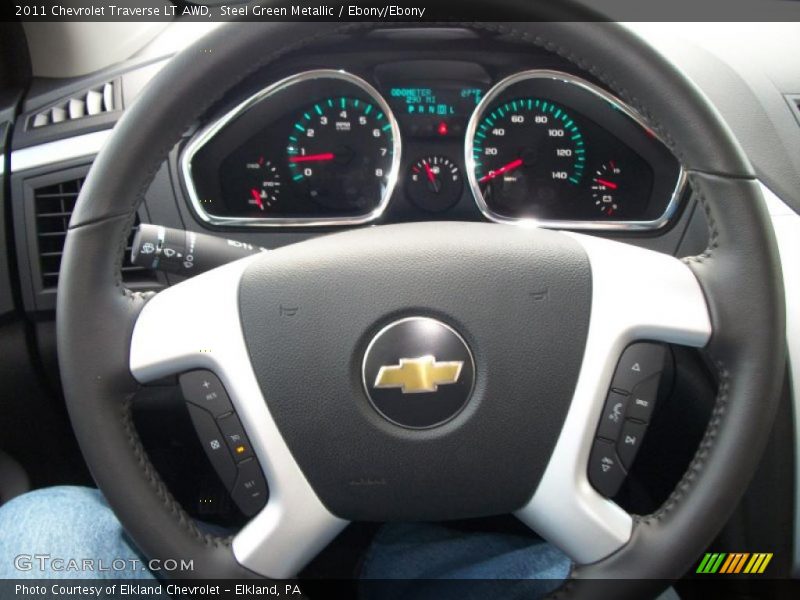 Steel Green Metallic / Ebony/Ebony 2011 Chevrolet Traverse LT AWD