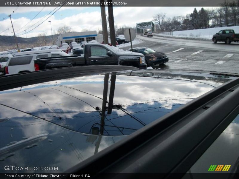 Steel Green Metallic / Ebony/Ebony 2011 Chevrolet Traverse LT AWD