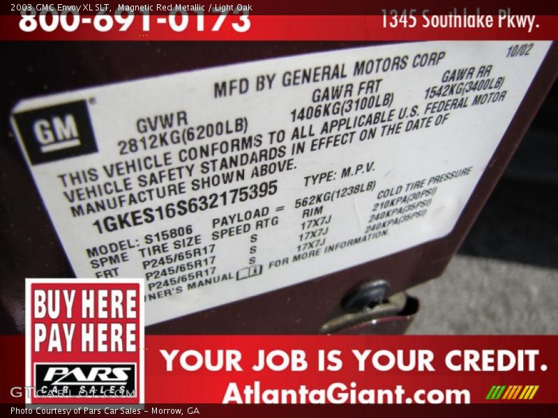 Magnetic Red Metallic / Light Oak 2003 GMC Envoy XL SLT