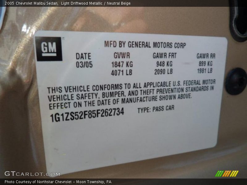 Light Driftwood Metallic / Neutral Beige 2005 Chevrolet Malibu Sedan