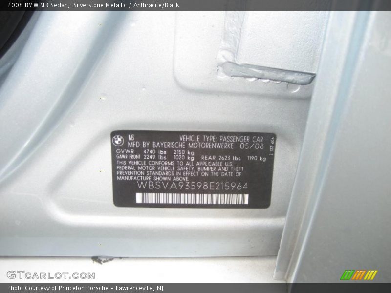 Silverstone Metallic / Anthracite/Black 2008 BMW M3 Sedan