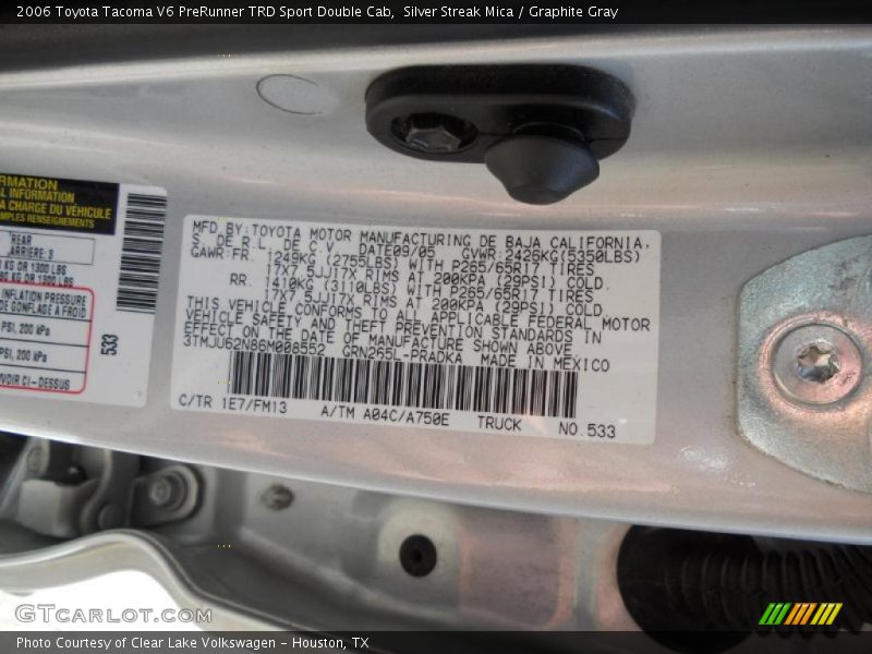 Silver Streak Mica / Graphite Gray 2006 Toyota Tacoma V6 PreRunner TRD Sport Double Cab