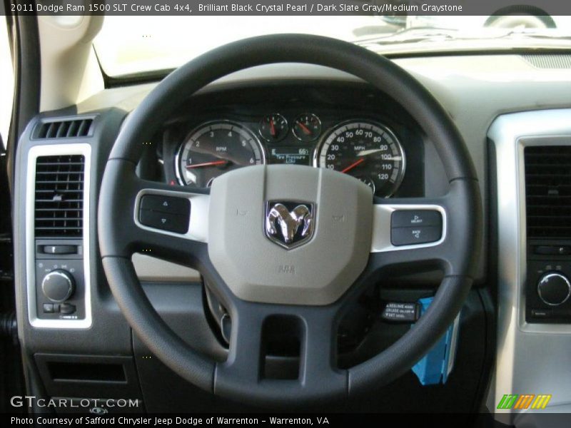 Brilliant Black Crystal Pearl / Dark Slate Gray/Medium Graystone 2011 Dodge Ram 1500 SLT Crew Cab 4x4