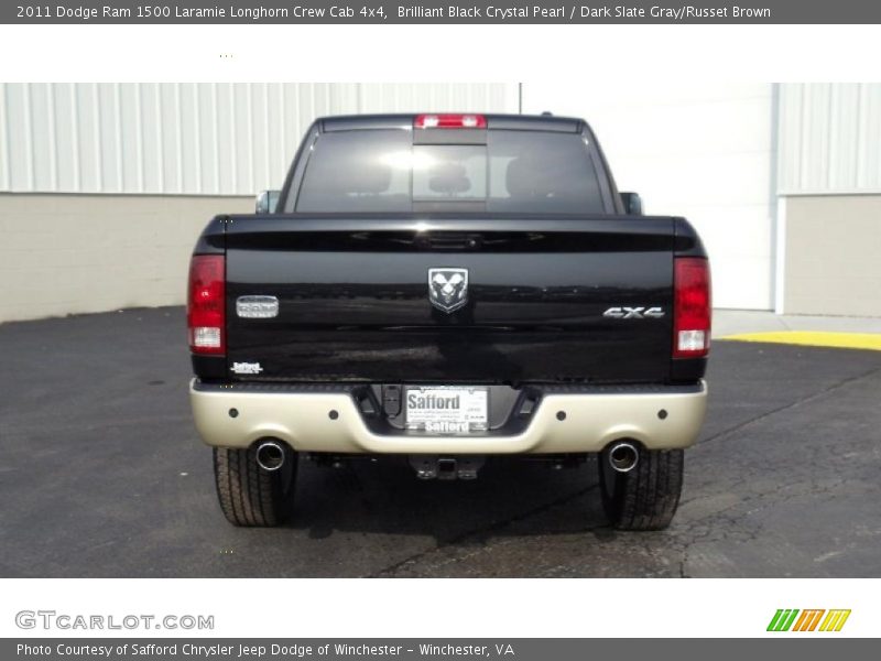Brilliant Black Crystal Pearl / Dark Slate Gray/Russet Brown 2011 Dodge Ram 1500 Laramie Longhorn Crew Cab 4x4